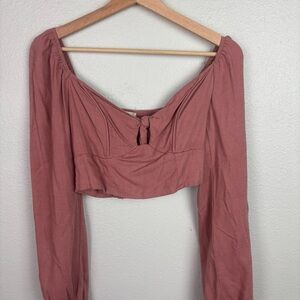 Altar'd State Mauve Long Sleeve Crop Top